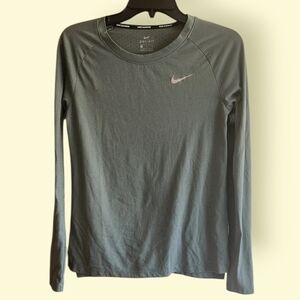 Nike Dri Fit Women's Long Sleeve Running Top - Light Olive